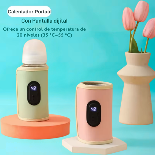 Calienta Biberones Portátil Con Pantalla y Control De Temperatura. Ligero y compacto.